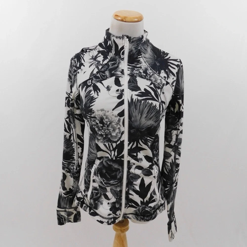 lululemon athletica Black & White Floral Full-Zip Jacket